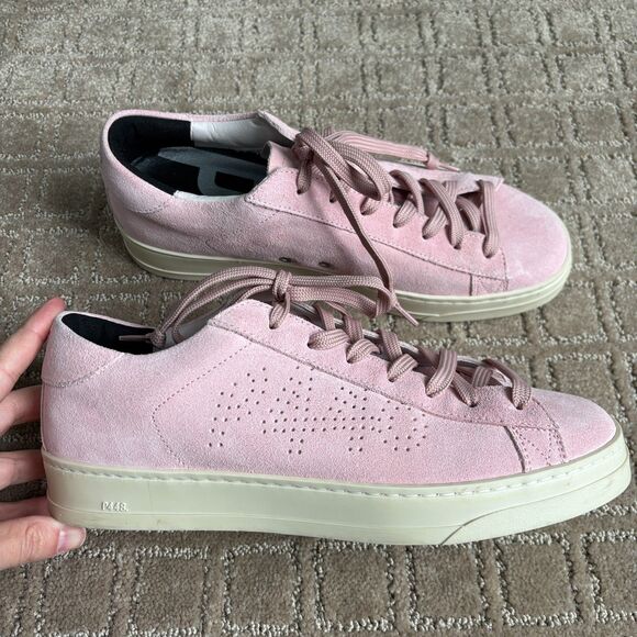 P448 Jack Sneaker Women's 40 / 9.5-10 Light Pink Low Top Suede Platform Italy - Picture 1 of 9